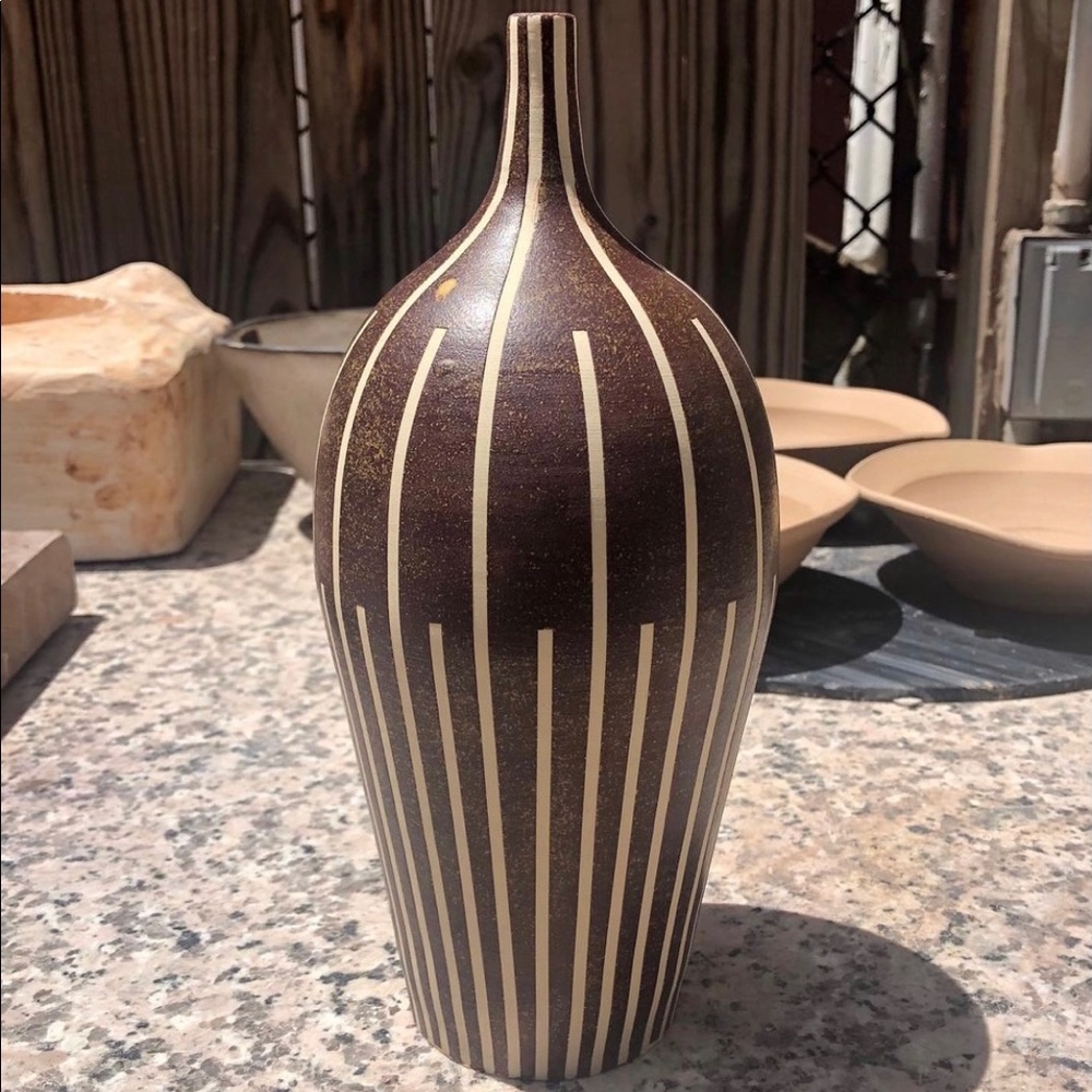 *SOLD* Temmoku Striped Balloon Vase